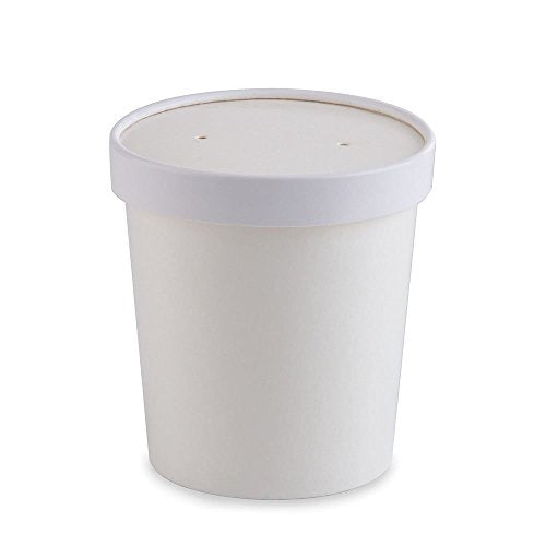 25 ct White Paper Ice Cream Pint Containers (16oz) - For Hot And Cold Food Items - Kind4Earth