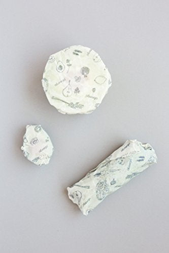 Beeswax Food Storage Wrap - Set of Three, 7" 10" and 13" Natural Square Sheets - Kind4Earth