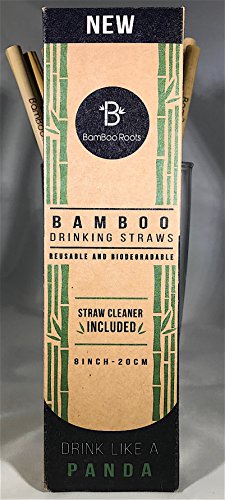 Reusable and Biodegradable Bamboo Drinking Straws - Pack of 12 - Kind4Earth