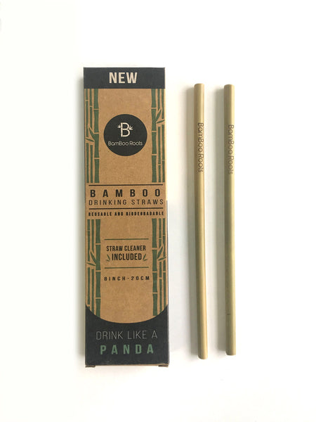 Reusable and Biodegradable Bamboo Drinking Straws - Pack of 12 - Kind4Earth